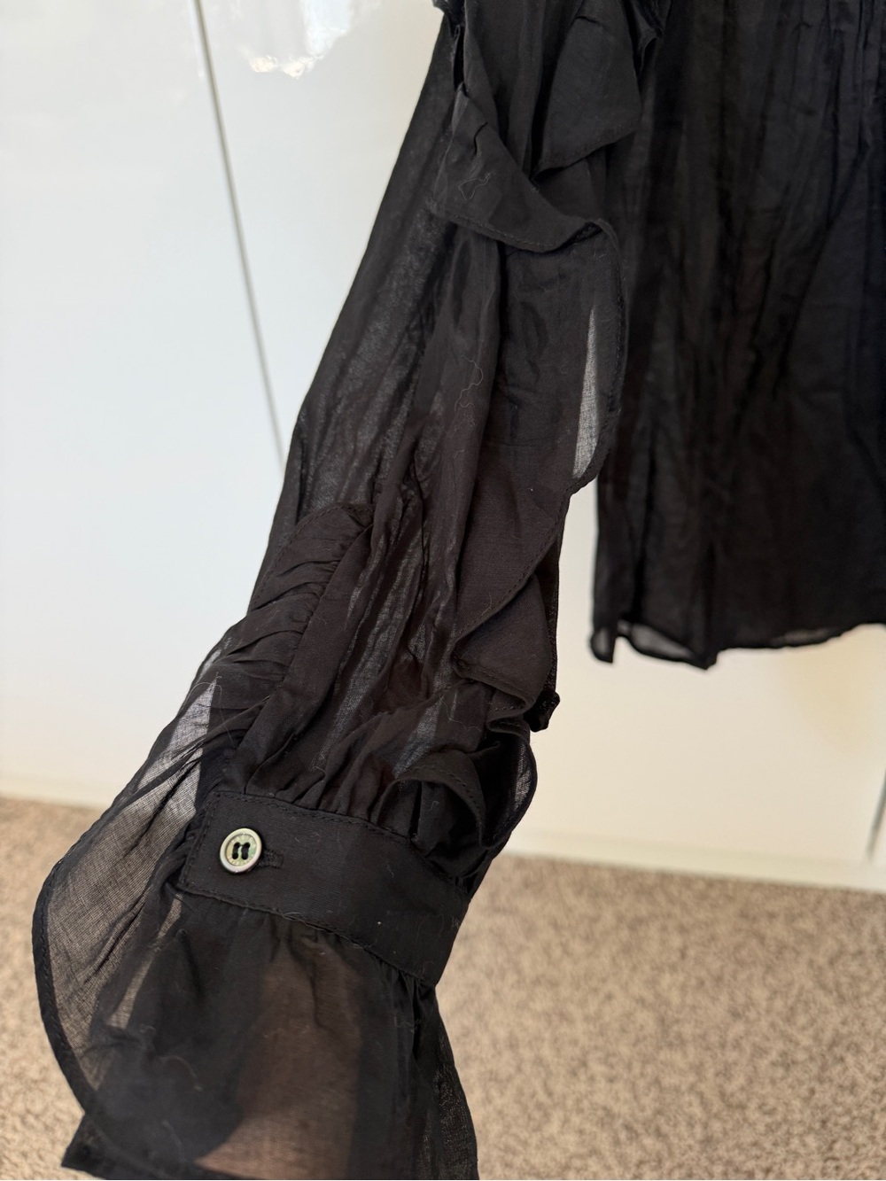 Zadig & Voltaire Victorian Romantic Black Pleated Ruffled Lace Top Blouse S - Picture 8 of 8